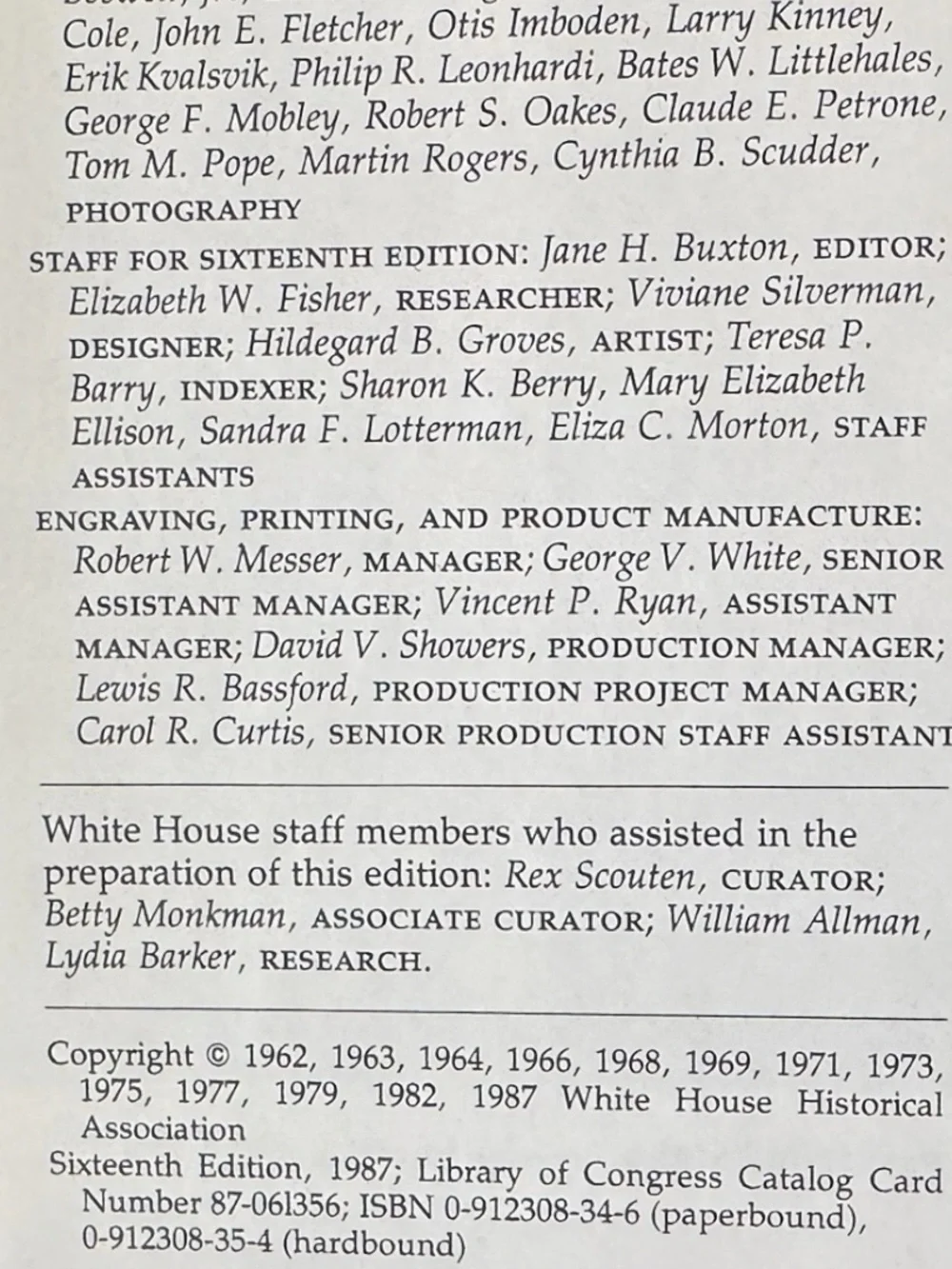 Vintage 1987 The White House: An Historic Guide Hardcover Book